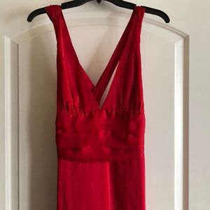 Trailing V-neck Ruffles Cross Back Evening Dress